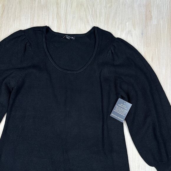 NWT Boston Proper Black Long Sleeve Pullover Date Night Knit Sweater Dress XL - Picture 2 of 15